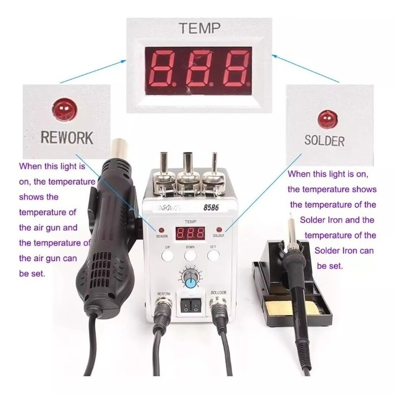760W 8586 2-in-1 핫 에어 솔더링 스테이션 - Smd Rework Station Hot Air Soldering 2 In 1 리뷰 및 가격